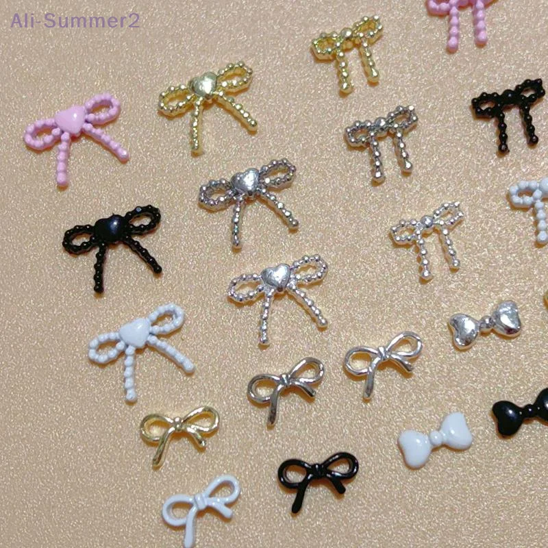 {MX} 10 قطعة لطيف ثلاثية الأبعاد شريط صغير ربطة عنق مسمار السحر بلون Bowk المعادن مسمار الفن زينة DIY بها بنفسك مانيكير اكسسوارات #5