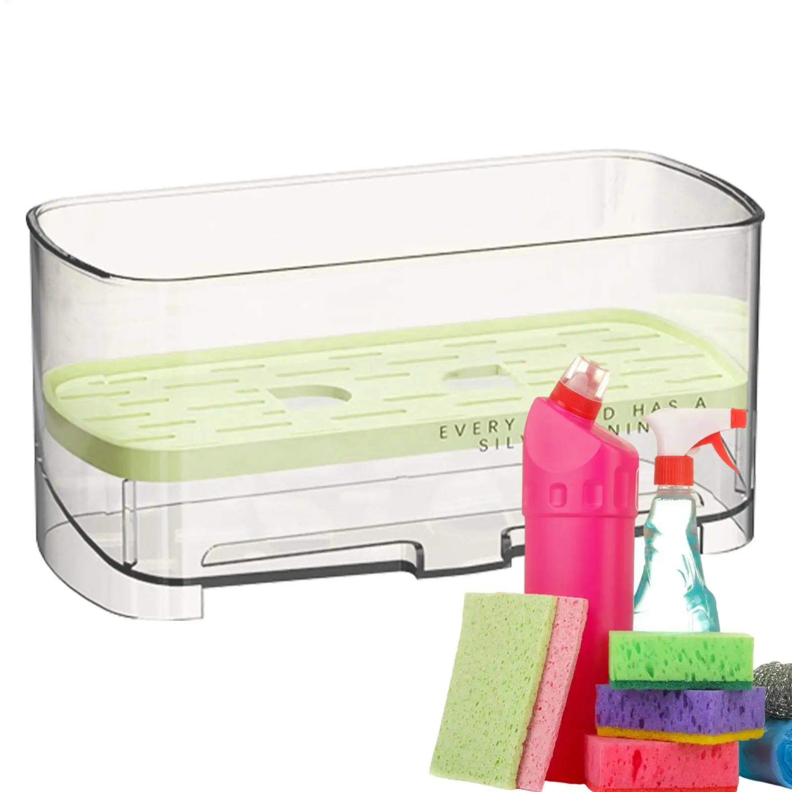 

Sponge Holder For Kitchen Sink Self-Draining Kitchen Storage And Organization Rack Sink Caddy Organizer Countertop For Bathroom