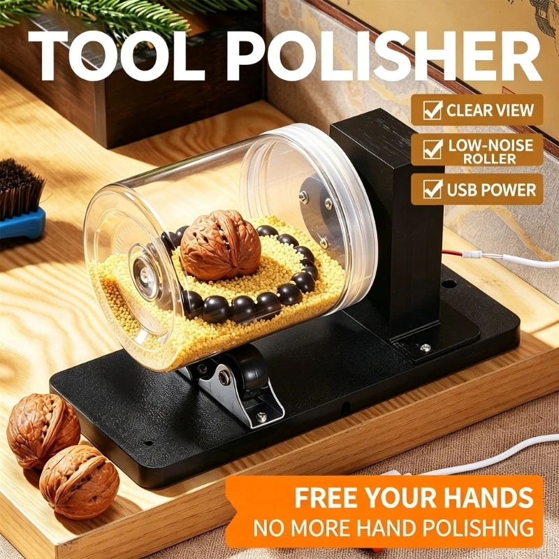 usb-powered-drum-polisher-with-variable-speed-control-clear-viewing-drum-and-a-flat-base-with-roller-support-for-desktop-d2rd