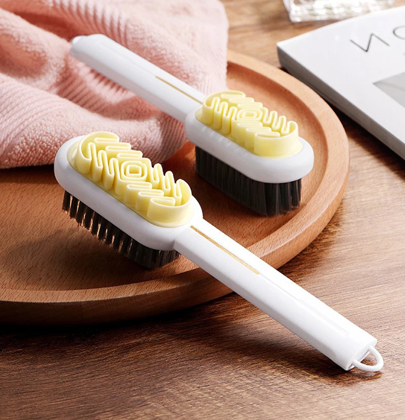 2-seitige Reinigungsbürste aus Wildleder mit langem Griff, Schuhbürste, Turnschuhe, Reiniger, Schuhe, Flecken, Staub, Stiefelreiniger, Fleckenentfernung, Gummibürste