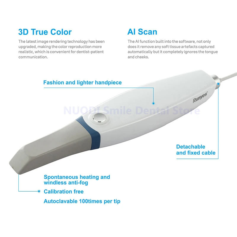 Tandheelkundige Intraorale 3d Scanner Echte Kleur Usb Runyes 3.0 Pro Tandheelkundige Digitale Impressie Systeem Voor Implantaat Orthodontie Restauratie