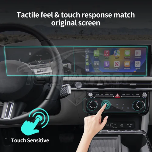 Imagen 2 del producto Película protectora de vidrio templado para coche, conjunto de Panel de aire acondicionado para consola central de coche, pantalla de navegación GPS, para Hyundai Tucson 2025