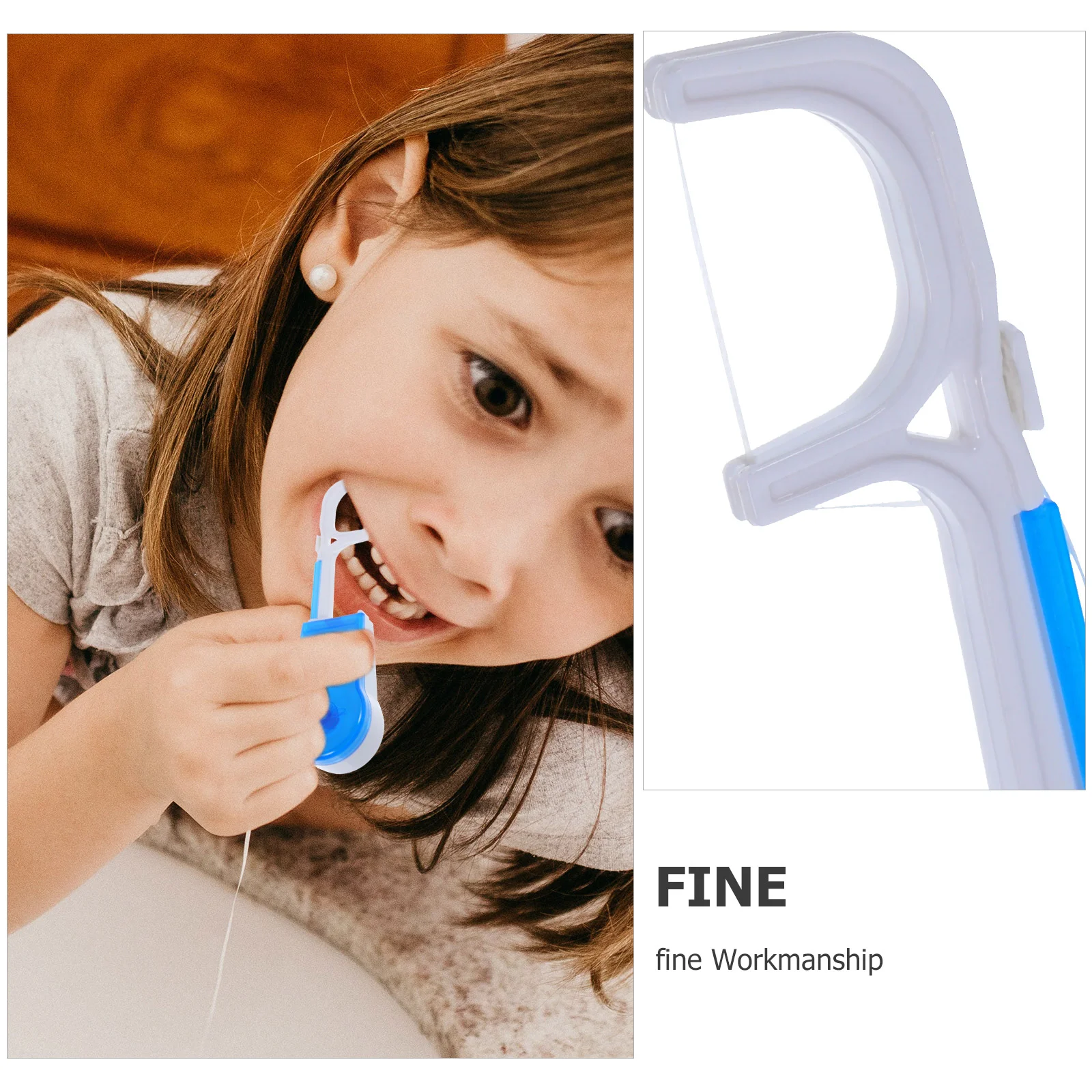 Interdental Replaceable Tooth Cleaning Floss Holder with Refill Reusable Handle Wire Rack Pick