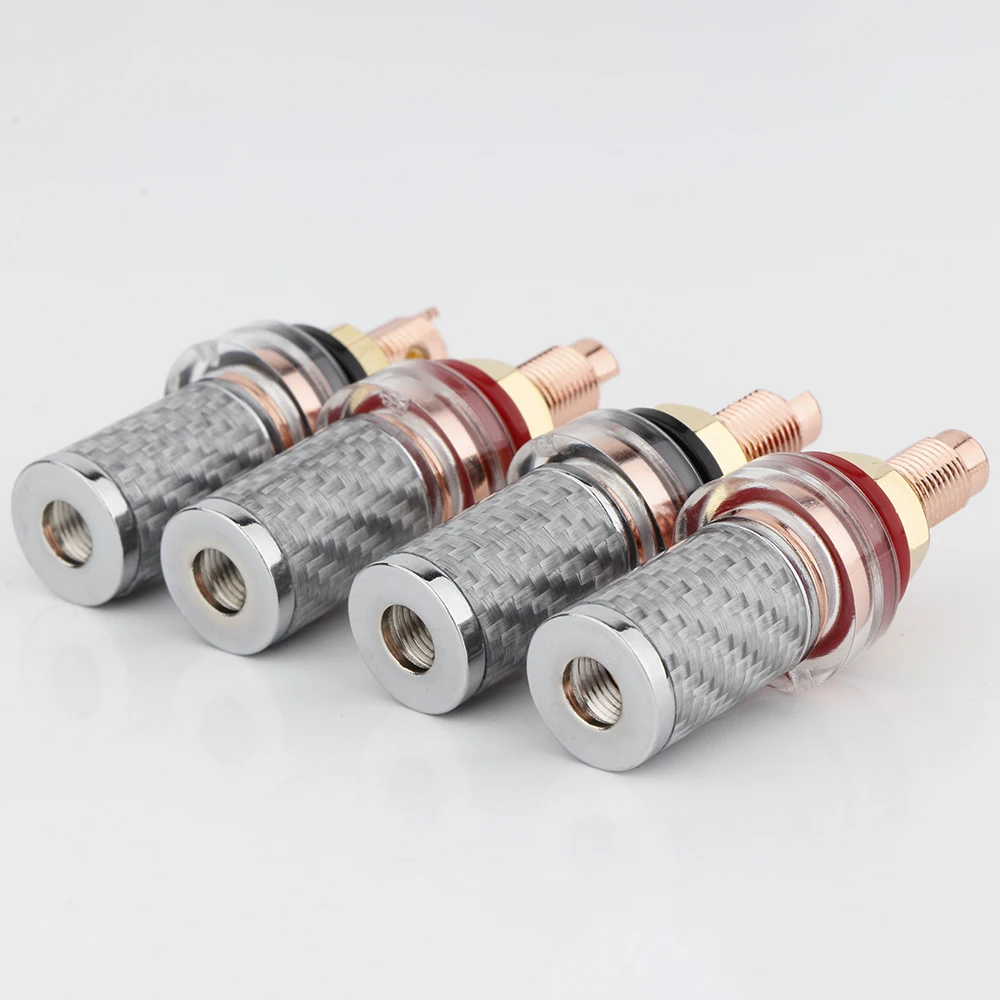Preffair White Carbon Fiber Binding Posts High Speaker Connectors Binding Post Terminal