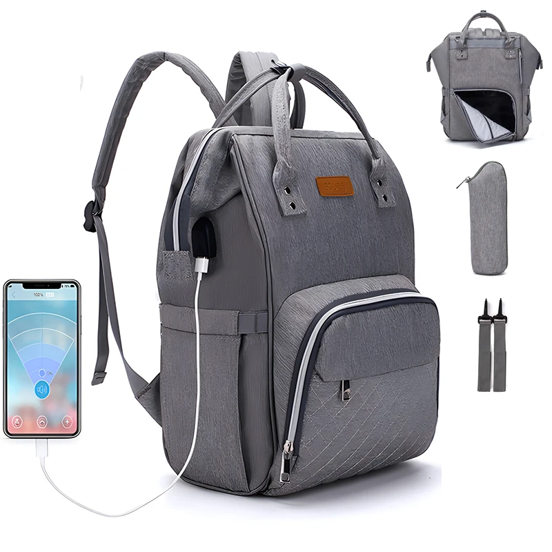 

LEQUEEN Mommy Diaper Backpack Multi-functional Waterproof Large Capacity Nappy Diaper Bag with 2 Straps Baby Bottle Bag