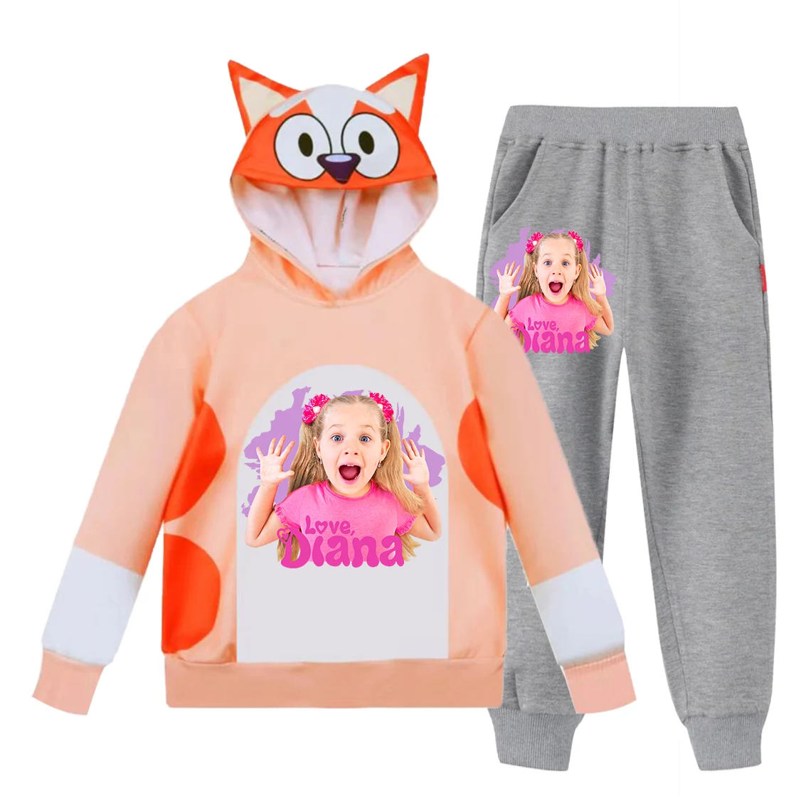 Diana and Roma Clothing Set Spring Girls Cartoon Hoodies Suits Long Sleeve Streetwear+Casual Pants 2pcs Kids Wish Asha Clothes