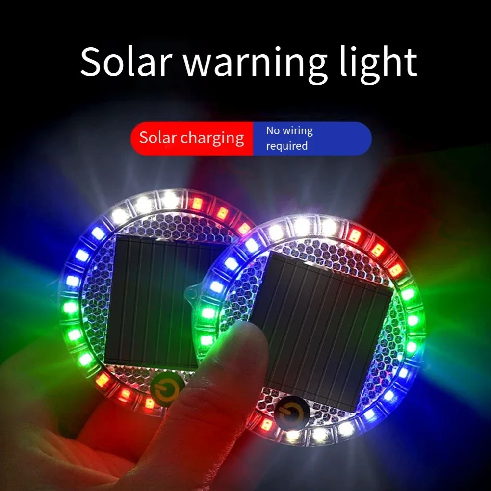

1PC Solar-Powered LED Vehicle Warning Flashing Light With Intelligent Sensor And Waterproof Car Taillight Decorative Light