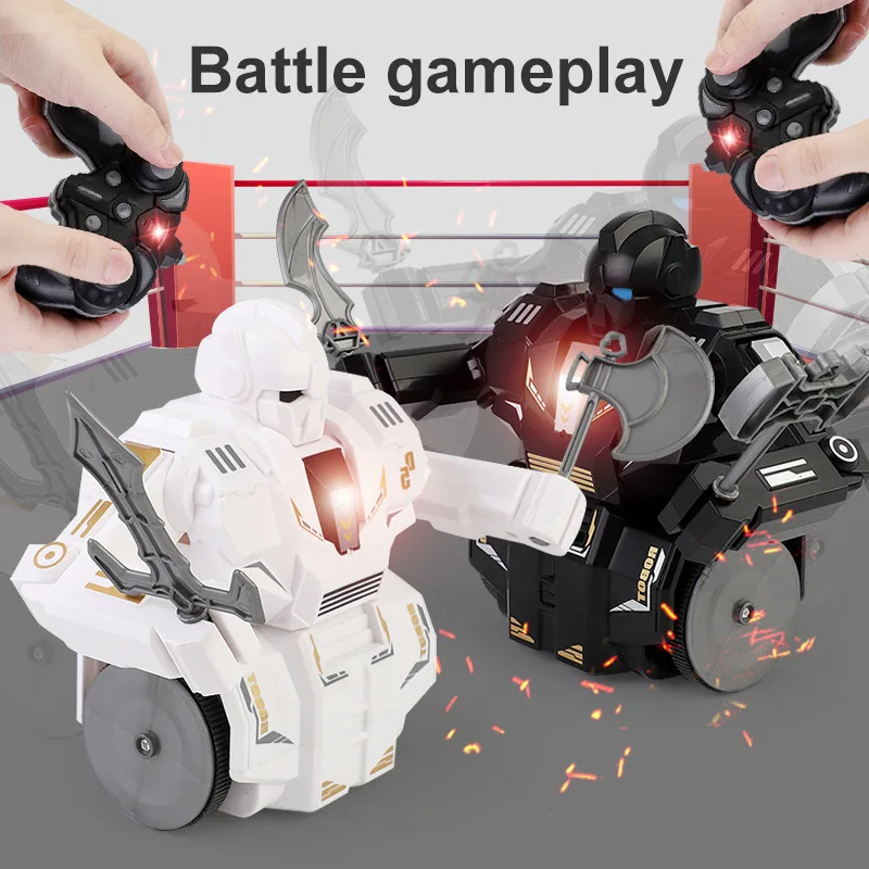 2.4G RC Fighting Battle Robot Intelligent Spinning Sparyying Rotating Remote Control Robots Gifts Toys Boys