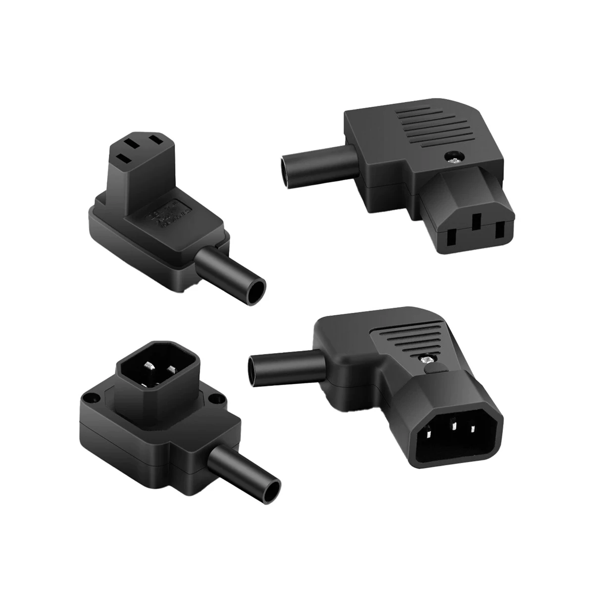 3-Pin AC Rewirable Connector 90 Degree Right Angle IEC C13 C14 Male Female Power Connector No‑Soldering Power Plug Socket