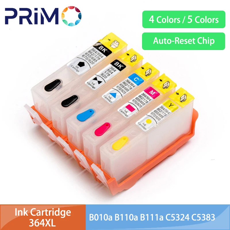 364XL 364 XL Refillable Permanent Chip Ink Cartridge Compatible for HP 5520 5524 6510 6520 7510 B109 B110 B209 B210 C309