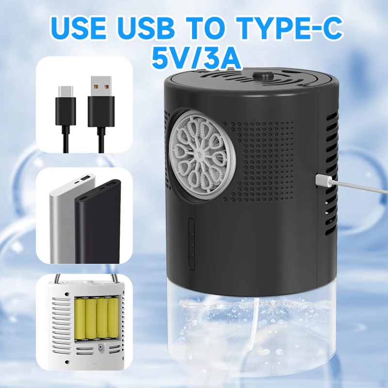 Máquina de bolhas plug-in TYPE-C, pistola de bolhas de brinquedo automática de operação contínua, máquina de bolhas de palco, adereços de eventos de casamento ao ar livre