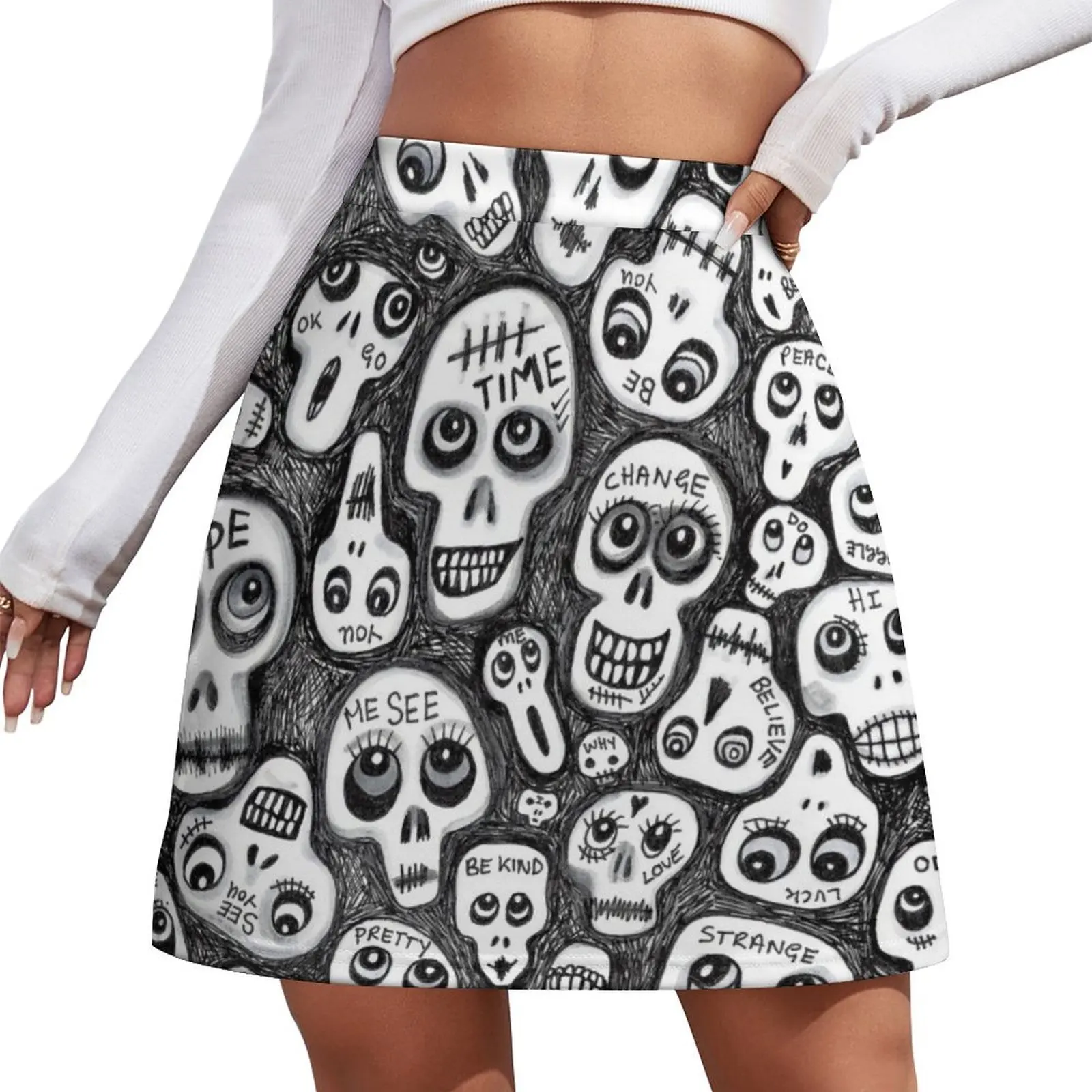 The Skull People Art Mini Skirt modest skirts for women korean style Mini Skirt