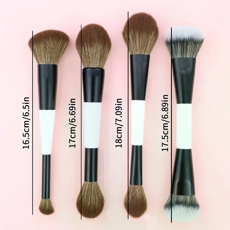 2 In 1 Professional Double Ended Makeup Brush Large Conical Head And Handle For Foundation Concealer Setting Travel Make Up Tool