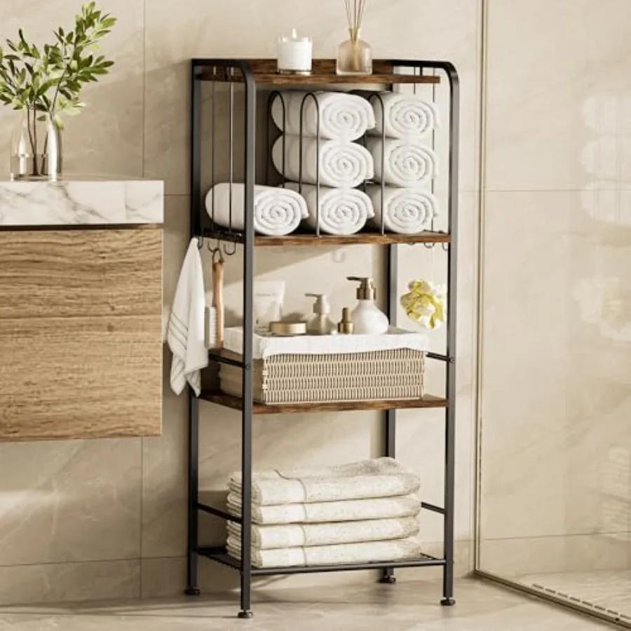 

Towel Rack, M-Shaped Detachable Dividers Towel Shelf with Hooks for Bathroom, Free Standing Pool Towel Holder Space-Saving Orga