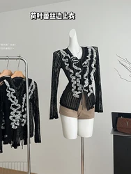 Autumn Women Dark Academia Shirts Long Sleeve Blouses Y2k 2000s Aesthetic Lace Dark Academia Top Design Gyaru Y2k Sexy Coquette