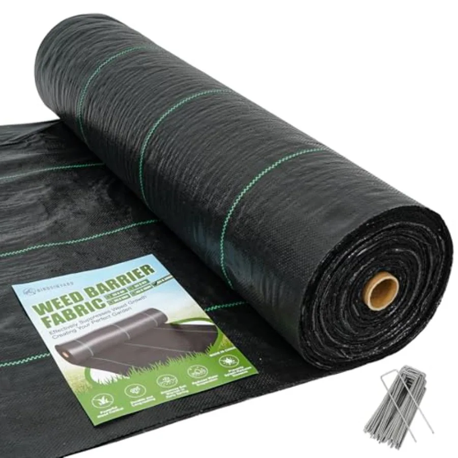 

Геотекстиль для ландшафтного дизайна 6 футов x 300 футов - Премиум-класс, сверхпрочная тканая геотекстильная ткань черного цвета, 3.2 унции, с 90 U-образными креплениями