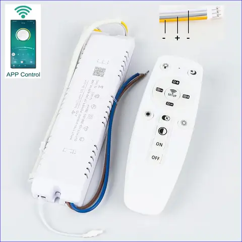 LED 수리 부품(40-60W)x4 2.4G 지능형 LED 드라이버 및 원격 제어는 샹들리에의 이중 색상 LED 스트립 및 바와 함께 작동합니다.