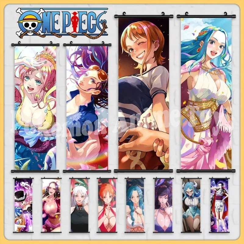 One Piece Nami Hanging Scrolls Anime Canvas Nico Robin Wall Art Yamato Painting Cartoon Modular Picture Poster for Home Decor