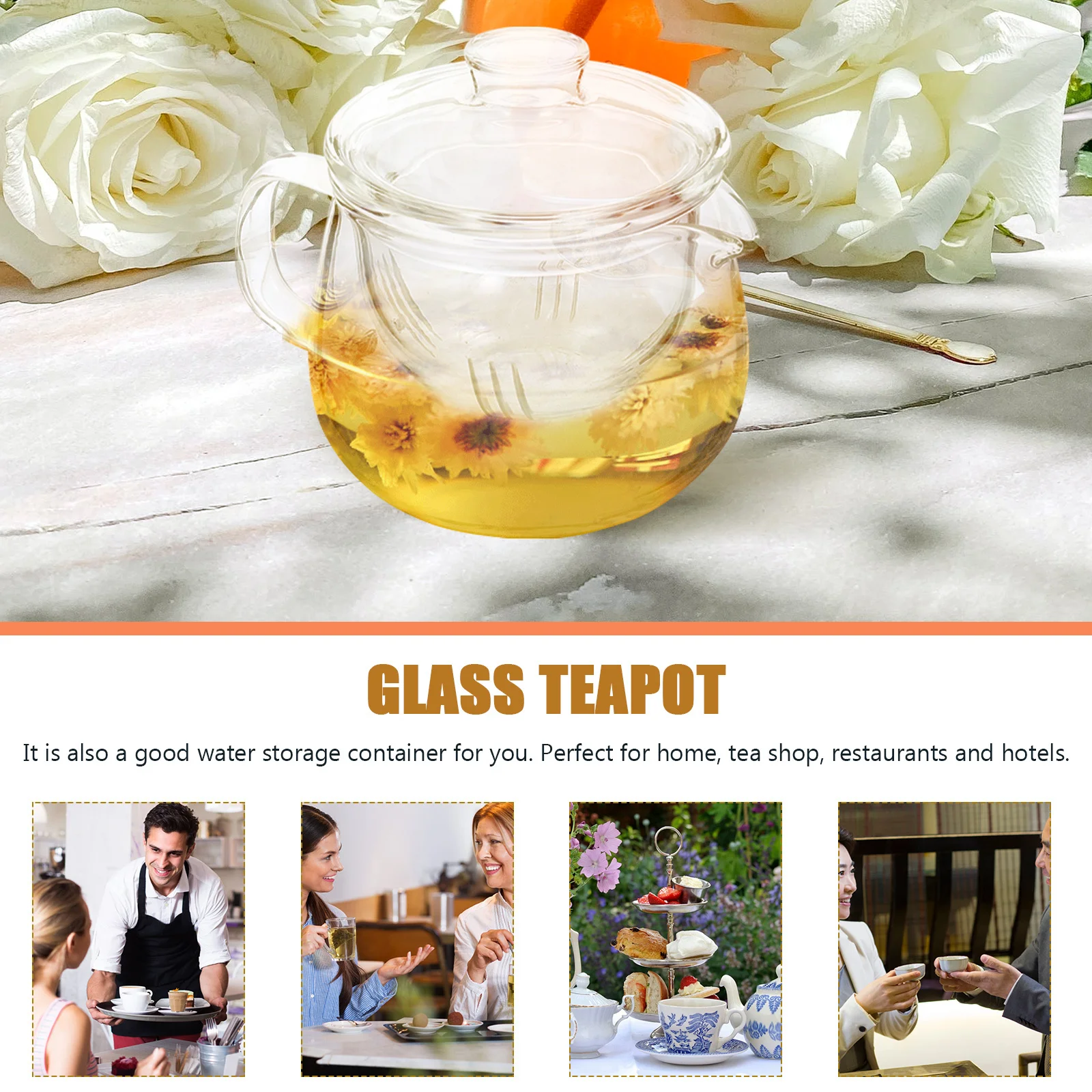 

Clear Glass Transparent Tea Pot Heat-Resistant Loose Tea Holder Suitable for Hotels Restaurants Teapot Teapot Glass