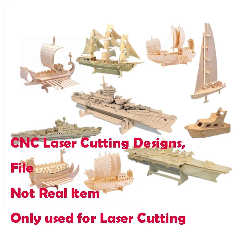 10 Ship Boat Vector Designs Pack for Laser Cutting Toy 2D DXF Format Files Collection