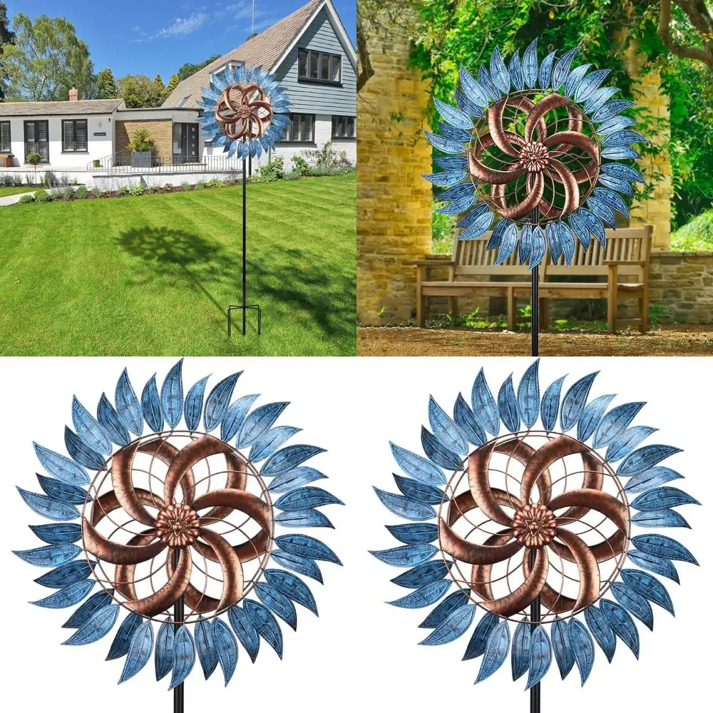 

6.5ft Tall Dual-Direction Outdoor Metal Wind Spinners for Patio and Garden Decoration