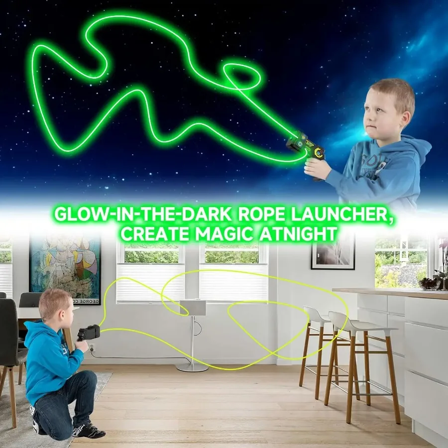 Lanciatore di Corde Elettrico Portatile - Giocattolo Antistress con Corda Regolabile, Propulsore Ricaricabile, Regalo Ideale per Ragazzi e Ragazze