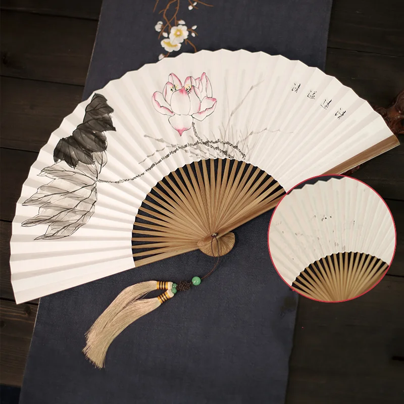 

DIY Xuan Paper Fan Hand Drawing Bamboo Xuan Paper Fans Ventilador 26.5cm 30cm Drama Craft Fan Summer Hanfu Hand Papier Fans