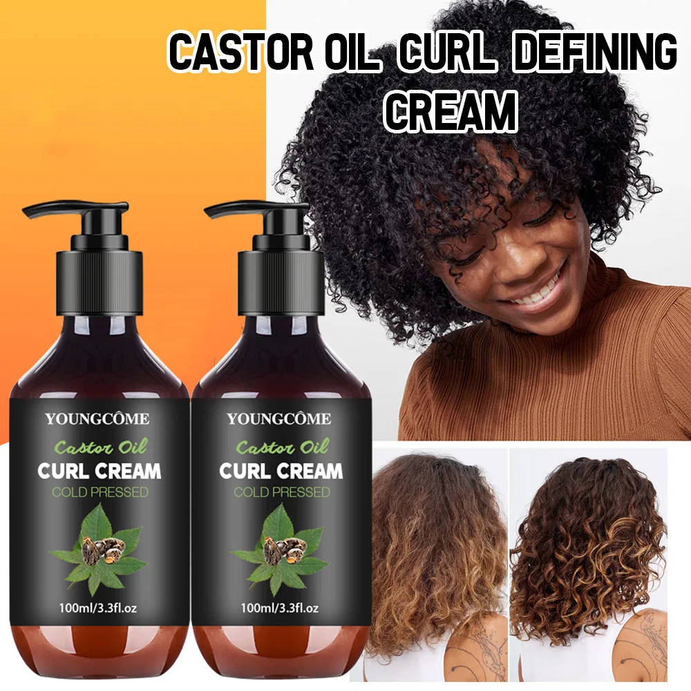 

YOUNGCOME Крем для завивки черного касторового масла, антипригарный, увлажняет, устраняет вьющиеся волосы, разглаживающий крем против вьющихся волос для защиты от деформации, 100 мл, новый