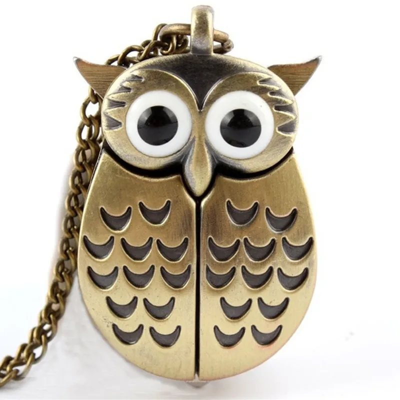 Cross-Border Hot Sale Quartz Watch Pocket Watch Creative Cartoon Children Watch Retro Owl Pocket Watch in Stock Wholesale