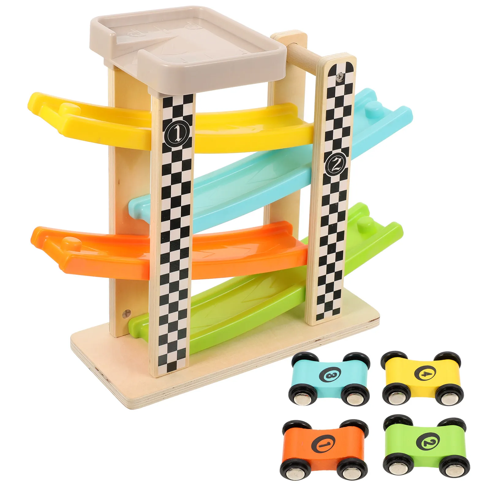 

1Set Wooden Car Racing Track Kit Kids Car Slide Game Set Interactive Race Track for Toddlers 1-3 3-5 and Boys 8-12 Kids Raceway