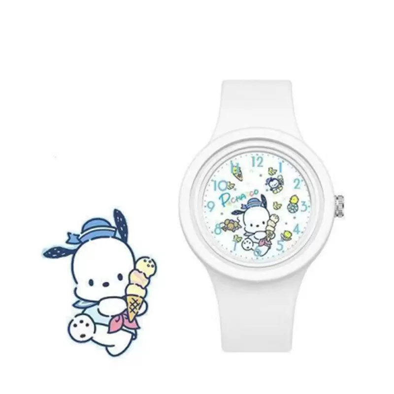 New Sanrio Watch Kuromi Hello Kitty Cinnamon Silicone Strap Quartz Casual Cartoon Melody Watch Children\'s Growth Girl Birthday G