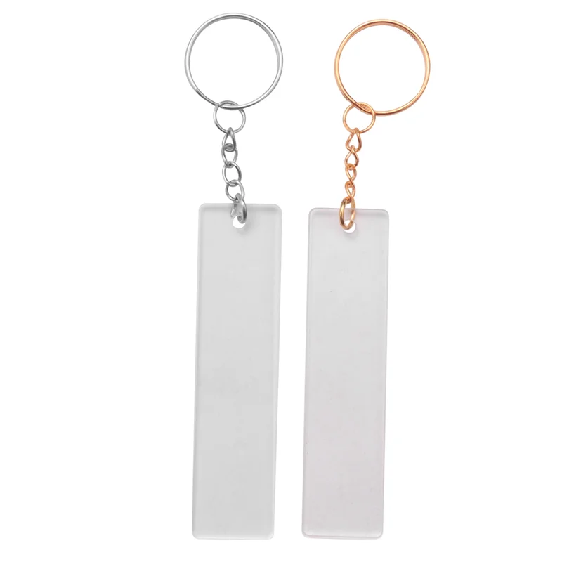 150Pcs Acrylic Keychain Blank with Rings for Vinyl, Clear Key Chains Rectangle Acrylic Blanks for DIY Crafts and Project