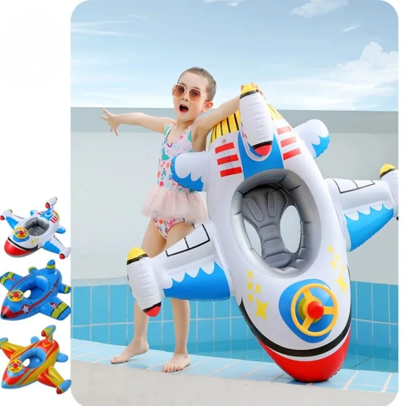 

Outdoor Fun Inflatable Toys Child Swim Ring Pool Toy Plane Inflatable Aircraft Swimming Rings Seat Float Boat Baby Water Play