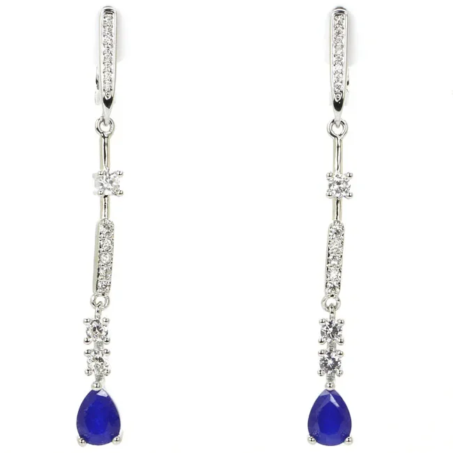 

4g 925 SOLID STERLING SILVER Earrings Amethyst London Blue Emerald Real Blue Sapphire Blood Ruby White CZ Woman's Present