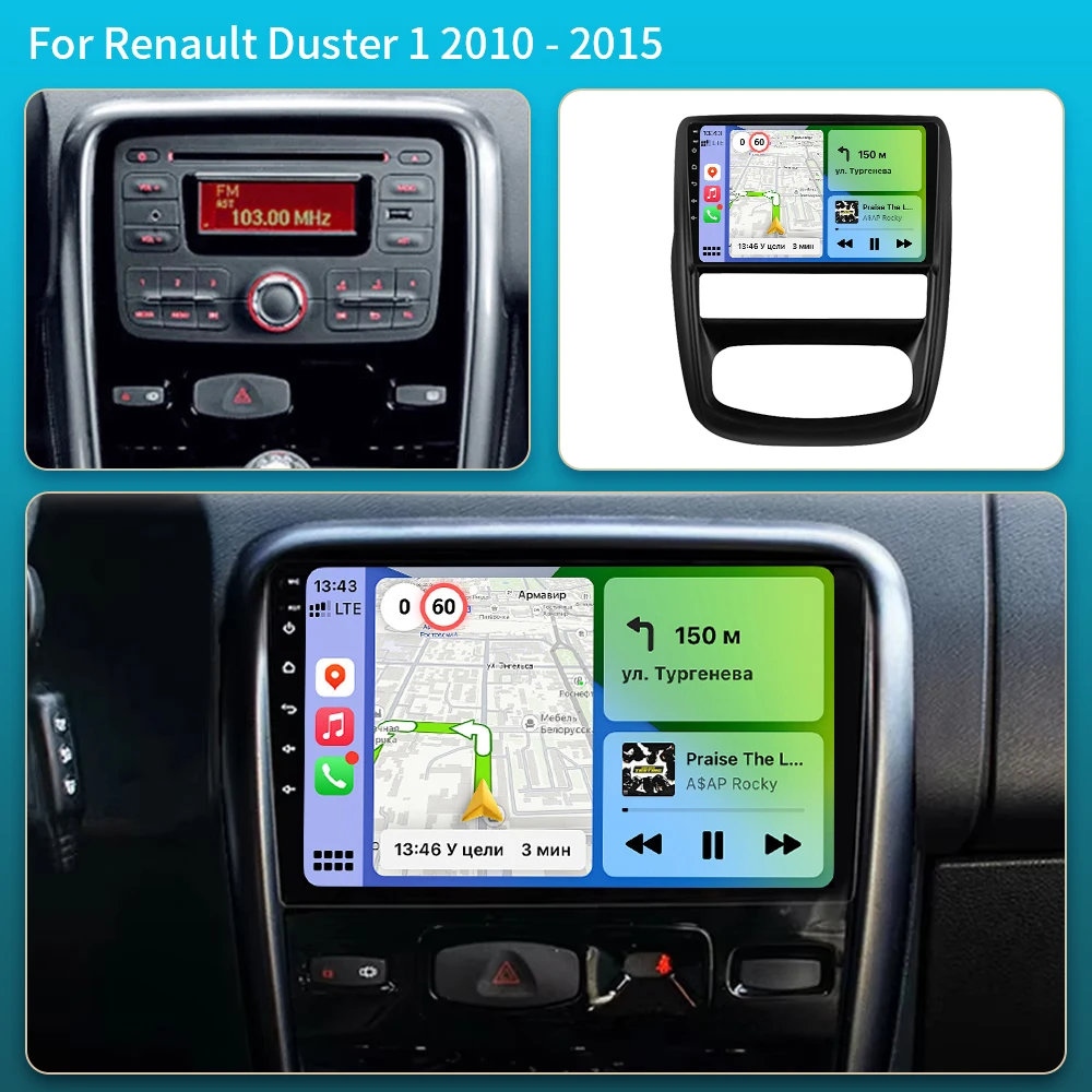 Batanga Android 16 Carplay Auto Car Radio For Renault Duster 1 2010 2011 2012 2013 2014 2015 Multimedia Video Player GPS 5G