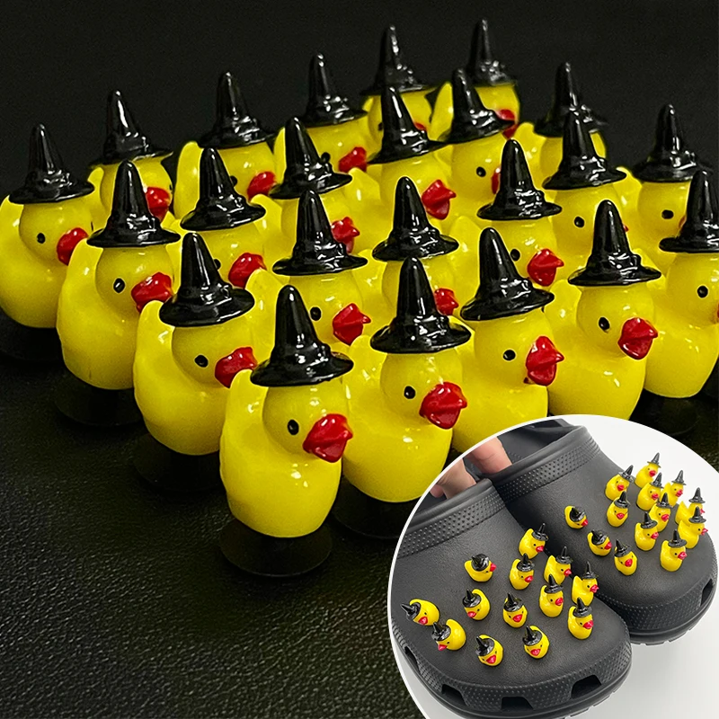 

5-13Pcs Halloween Small Yellow Duck Shoe Charms For Clog DIY Pins Cute Funny Animal Shoe Decorations For Kid's Slipper Accessory