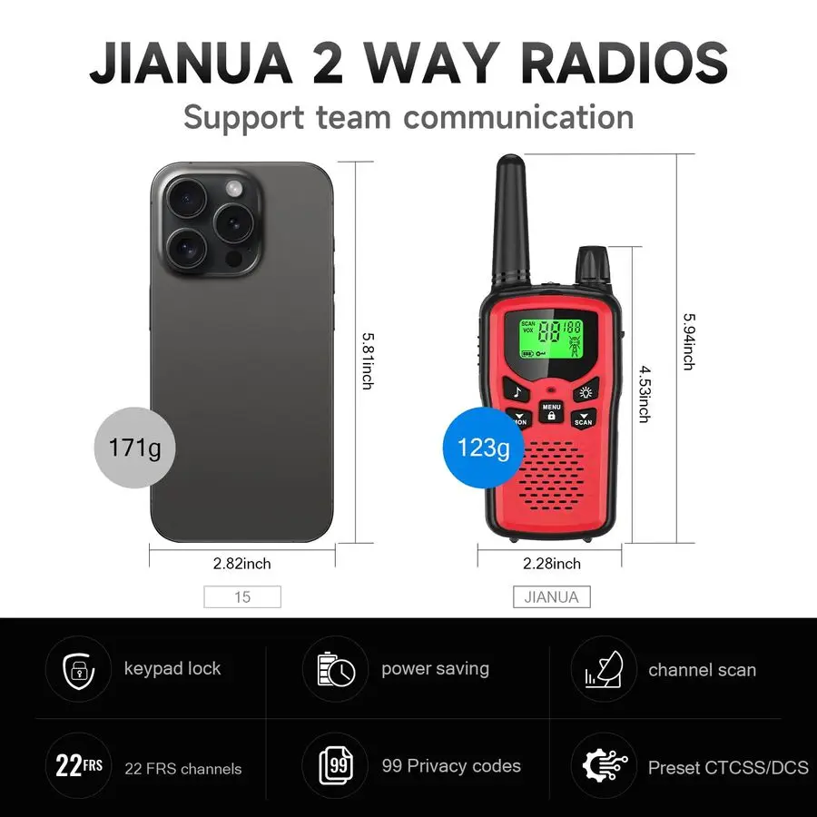 Talkies for Adult Long Range, 6 Pack Rechargeable 2 Way Radios, LED Flashlight Hiking Accessories Camping Gear Gifts for Kids Fa