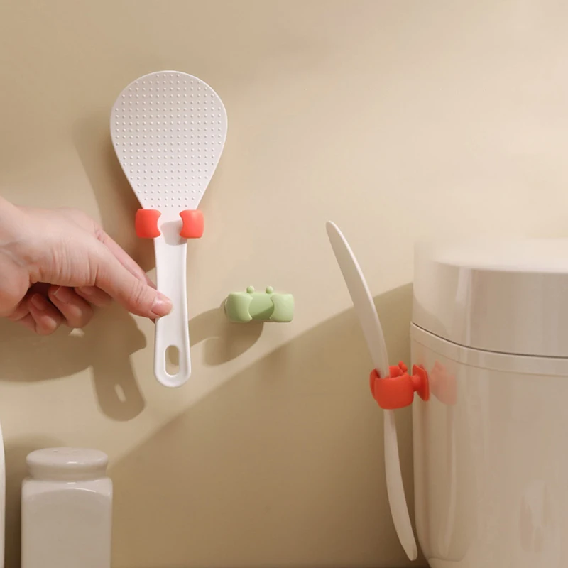 Soporte para cuchara de arroz de silicona, colgador de paleta de arroz, soporte para espátula de cangrejo autoadhesivo portátil, soporte para cuchara con ventosa, 1 Uds.