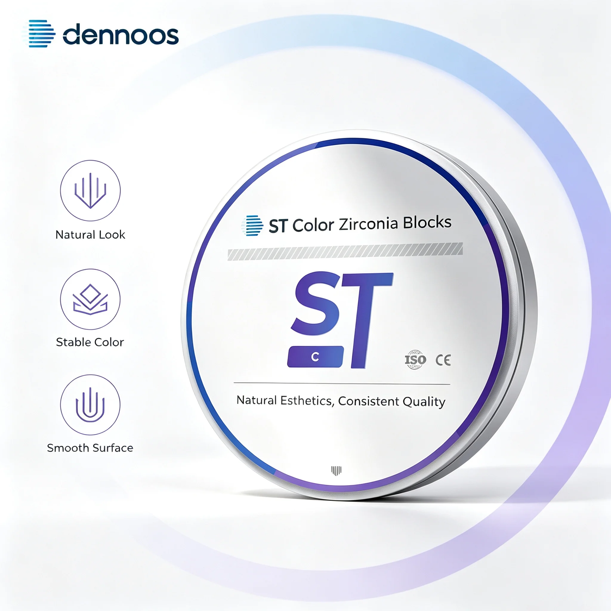 Dennoos ST Color Zirconia Blocks Pre-shaded Dental Lab Materia Translucent Ceramics for CAD CAM Milling Block  98*10-25mm