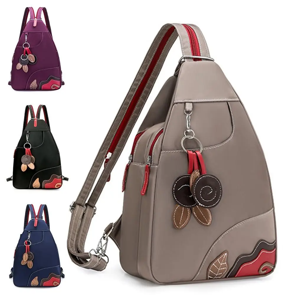 New Nylon Women's Backpack Lightweight Zipper Chest Bag Water Resistant Multi Compartment Shoulder Bags School Use