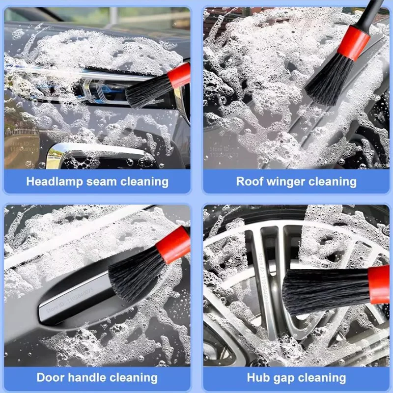 PKWKS 17Pcs Car Detailing Brush Set Car Cleaning Brushes Sponges Towels for Car Air Vents Rim Cleaning Dirt Dust Clean Tools