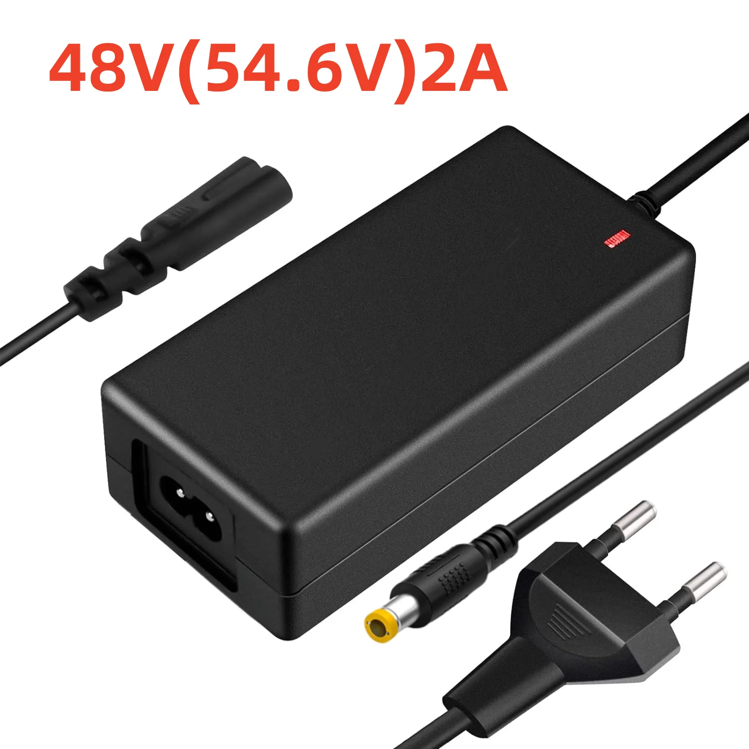 48V 2A Lithium-Batterieladegerät 54,6V 2A Li-Ionen-Ladegerät für 13S Li-Ionen-Akkupack 48V 2A Ladegerät, Durchmesser 5,5mm, 2,1mm DC