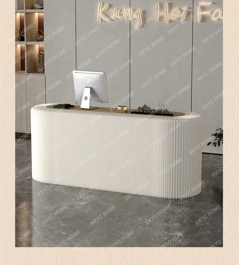 NN  Design Decor Front Desk Reception Counter Checkout U Shape Oval Reception Desks White Modern Mostrador De Tienda Furniture