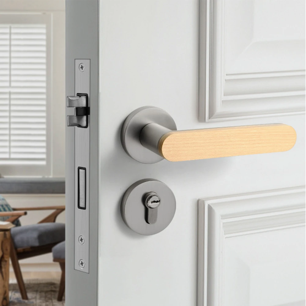 

Zinc Alloy Wood Grain Indoor Mute Door Locks Bedroom Security Door Handle Lock Home Universal Deadbolt Lock Furniture Hardware