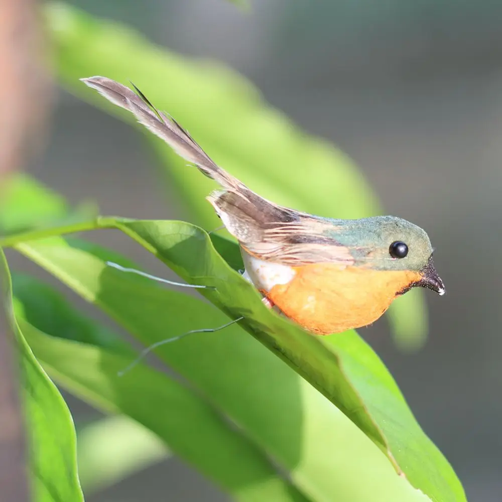 Lovely Robin Bird Hanging Ornament Christmas Tree Decoration Realistic Feather Figurine For Holiday Party