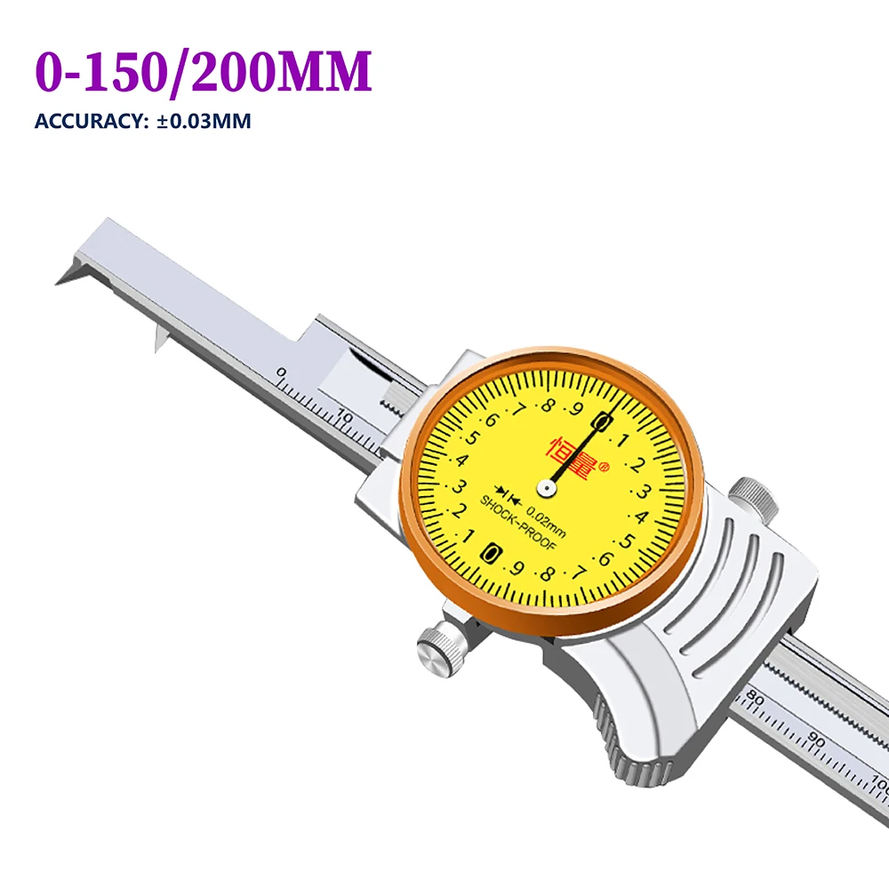 0-150mm 0-200mm High Precision Pointer Type With Watch Caliper  Inner Groove Width Hole Groove Width Measurement Caliper Tools