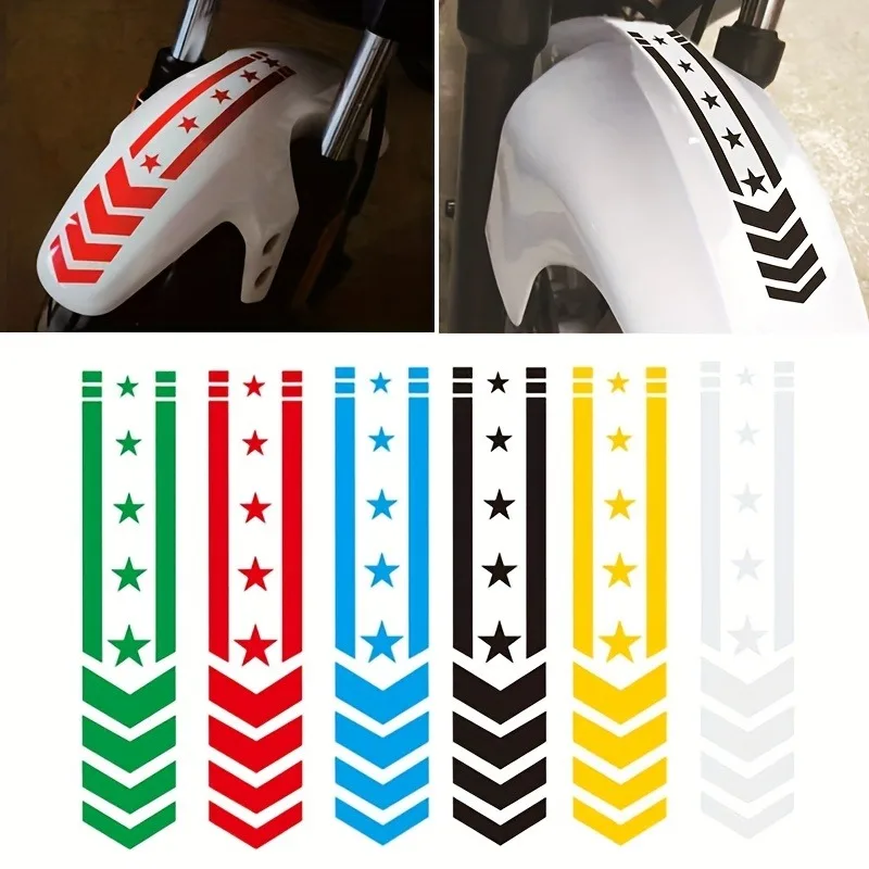 2-Piece Easy-to-Install High-Visibility Reflective Fender Sticker for Motorcycles and Electric Vehicles - Waterproof, Oil-PVC