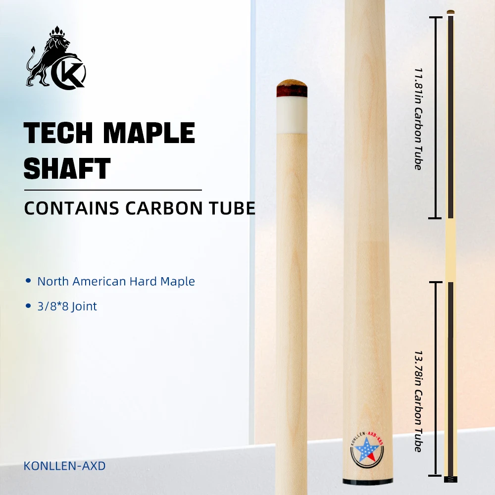 

KONLLEN Технология вала из цельного кленового дерева Комплект киев для бильярда Вал 3/8*8 Радиальное штифтовое соединение 12,9 мм Наконечник Трубчатый вал из углеродного волокна