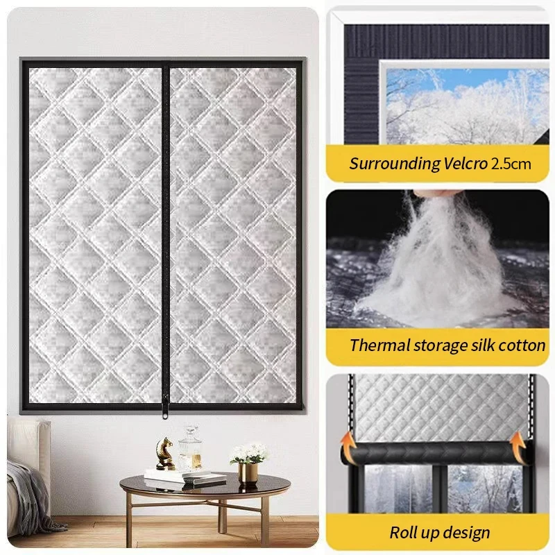 Screen window ，Sunshade，Winter windproof warm curtains,sealed Blackout，soundproof,bedroom cold-proof，Thickened, zipper style