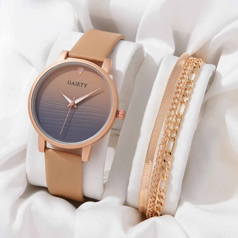 GAIETY Elegant Simplicity Ladies Dress Wristwatches Women Fashion Watches Luxury Casual Gradient Colours Female Quartz Leather